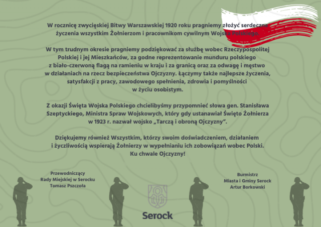 Życzenia z okazji Święta Wojska Polskiego