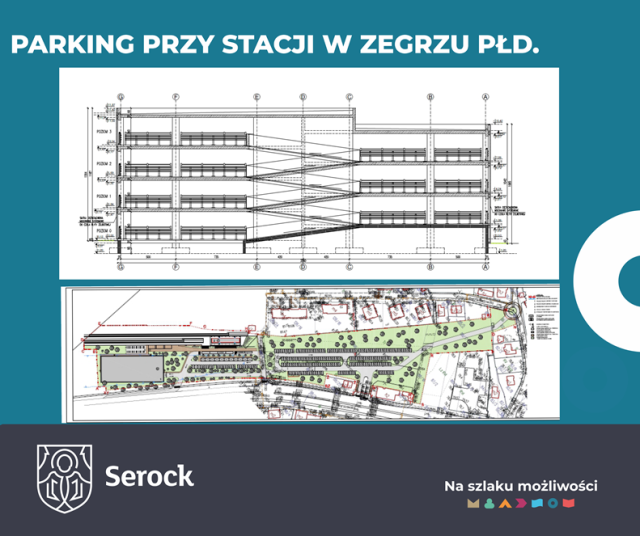 Parking wielopoziomowy przy stacji w Zegrzu Płd. 