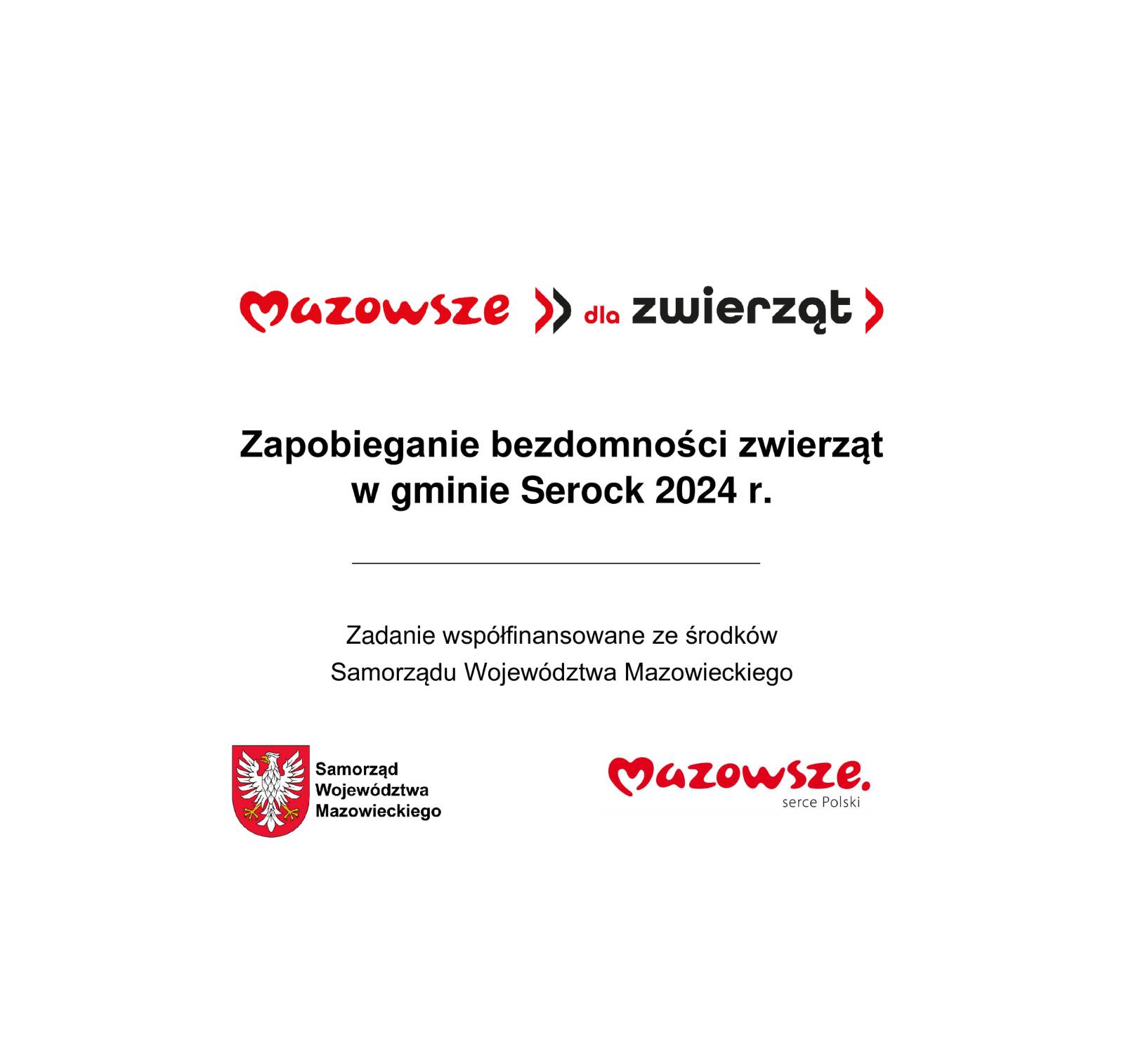 Zapobieganie bezdomności zwierząt  w gminie Serock 2024 r.