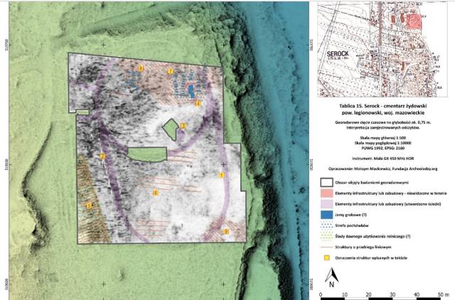 Wyniki badań georadarowych na terenie cmentarza żydowskiego w Serocku