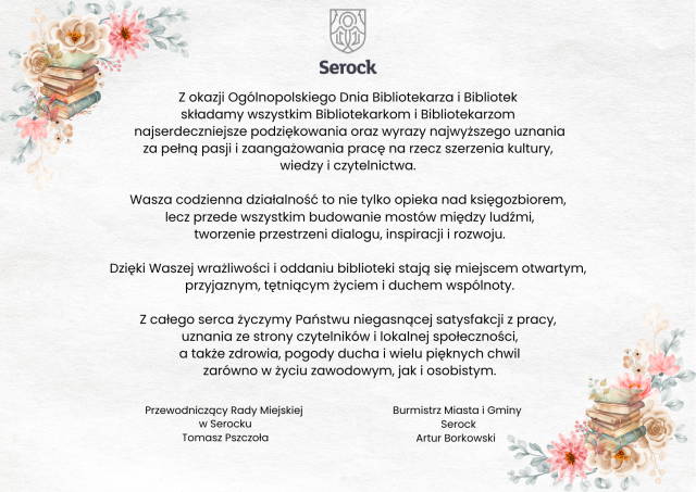 Życzenia z okazji Dnia Bibliotekarza