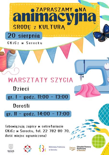 Animacyjna Środa z Kulturą - WARSZTATY SZYCIA