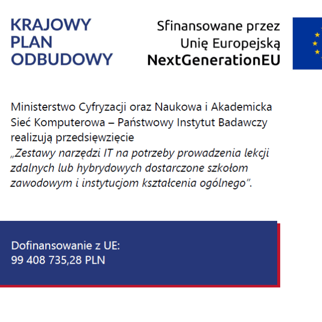 Sprzęt dla szkół z Krajowego Planu Odbudowy i Zwiększania Odporności
