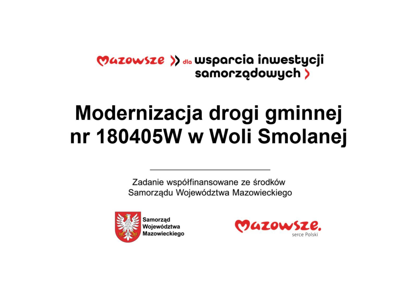 Modernizacja drogi gminnej nr 180405W w Woli Smolanej